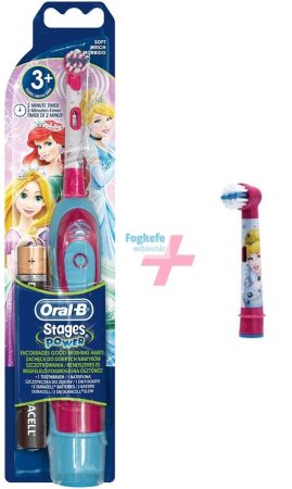 Hercegnő Csomag II: Oral-B Stages Power (DB4510K) gyermek elemes fogkefe Princess + 1 db pótkefe