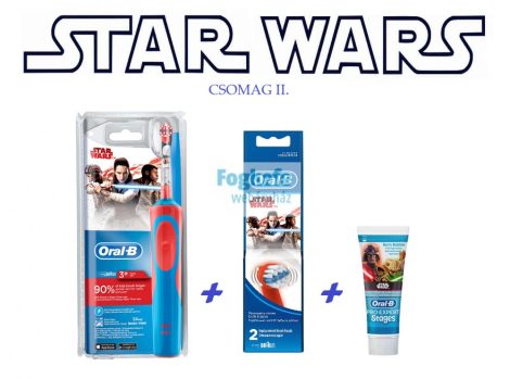 STAR WARS csomag II.  : Braun Oral-B A P 900 gyerek elektromos fogkefe + pótkefe + fogkrém + ajándék